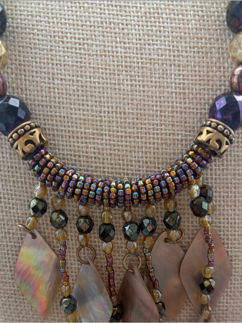 Chico's Multicolor Beaded Necklace with Shell Pendants